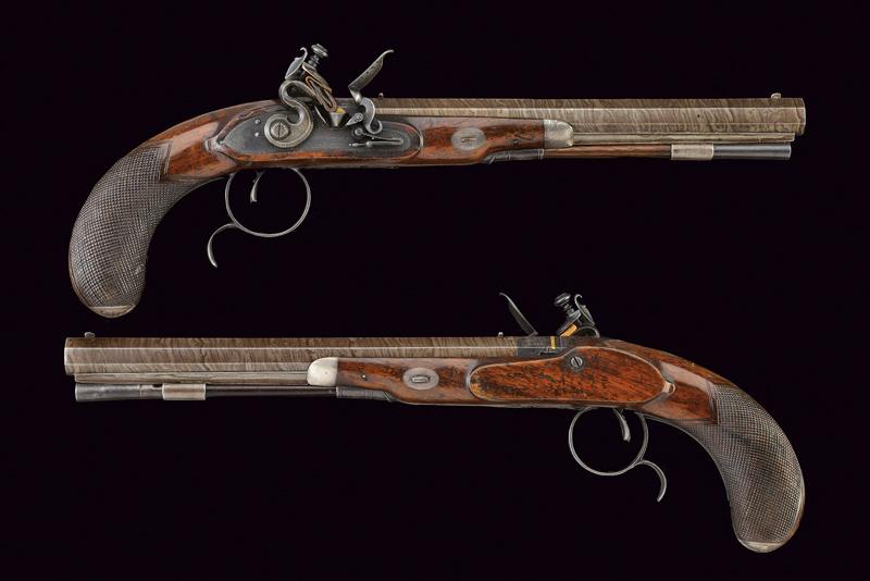 Paio di pistole a pietra focaia di Fowler