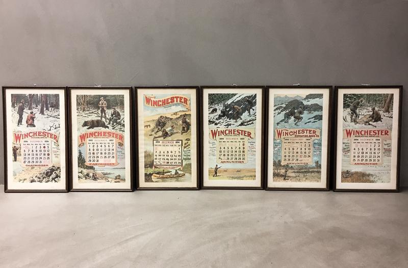 Serie di stampe con riproduzioni di calendari Winchester