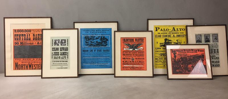Lotto di sette riproduzioni di manifesti del Vecchio West