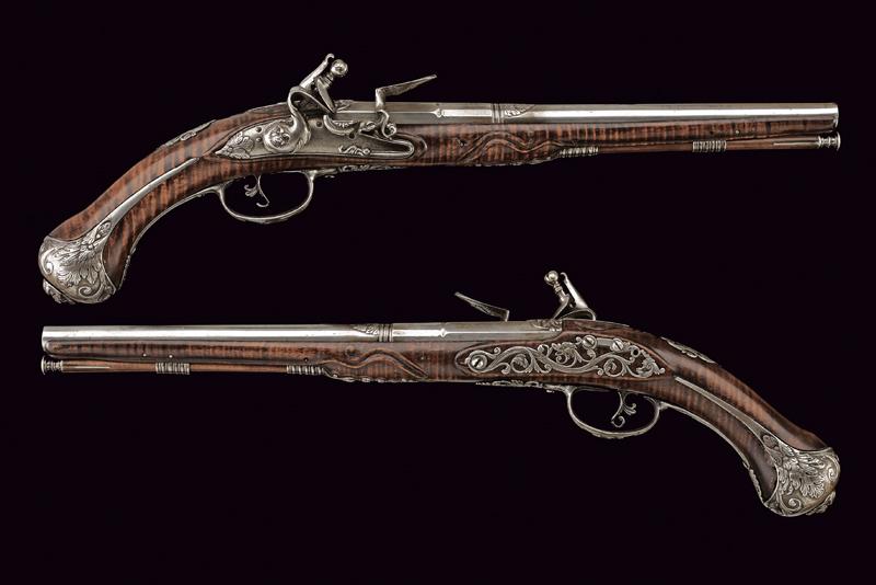 Paio di eccezionali pistole a pietra focaia di Pietro Fiorenti