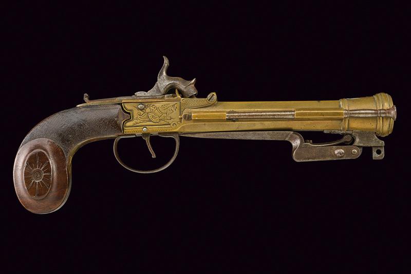 Rara pistola a luminello con baionetta a scatto da marina