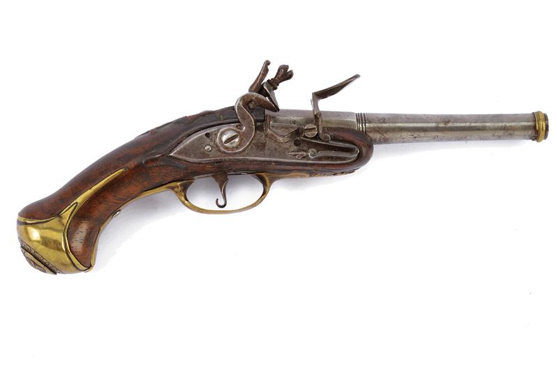 Rara pistola a pietra focaia in semi-miniatura