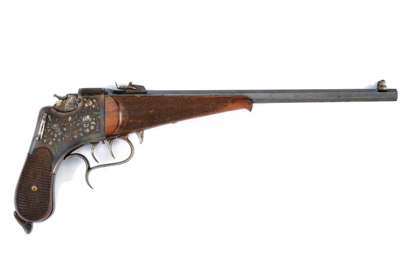 Rara pistola da tiro a retrocarica di Foerster