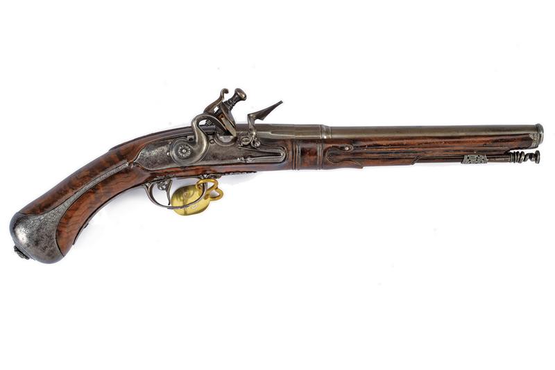 Rara pistola a semi-retrocarica a pietra focaia