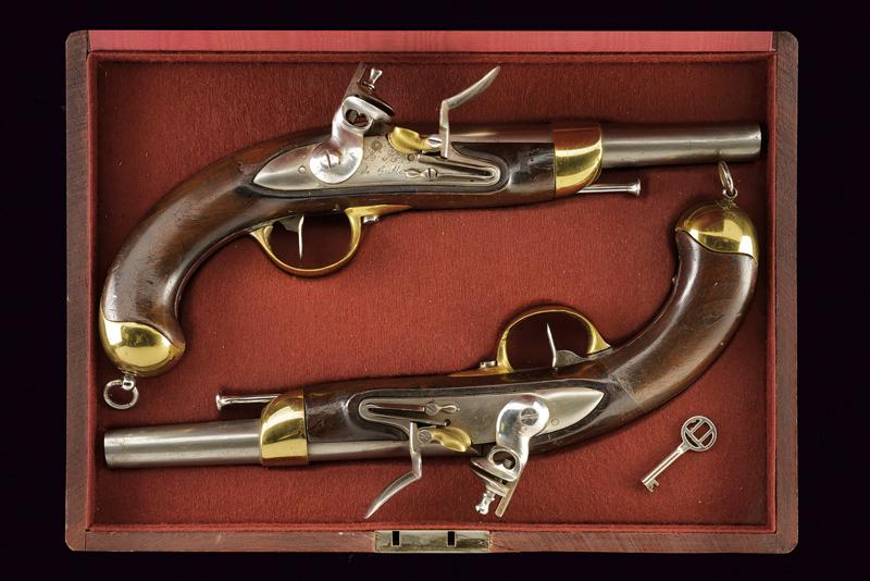 Due pistole a pietra focaia Mod. 1822 in cassetta 