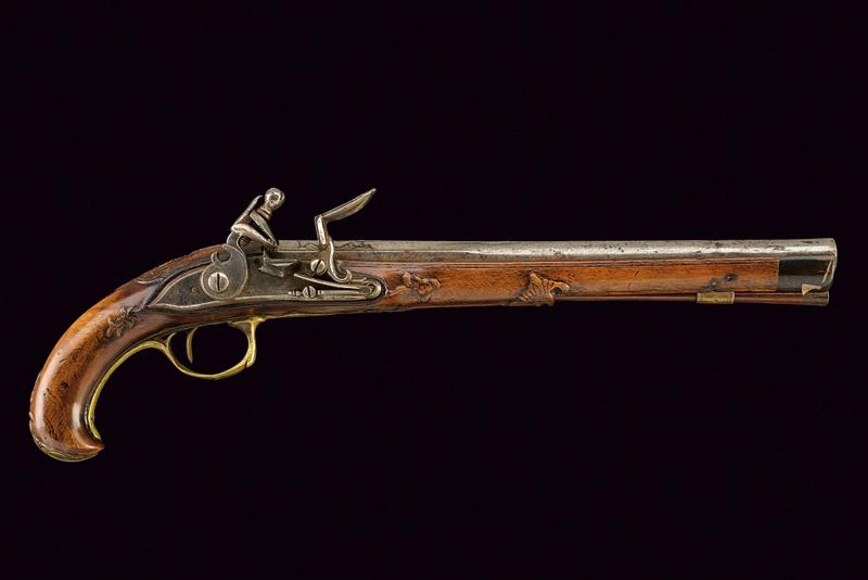Pistola a pietra focaia firmata Franz Dam