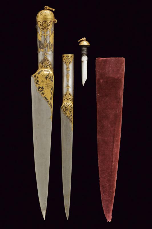 Raro kard con scomparto e coltello d'accompagno