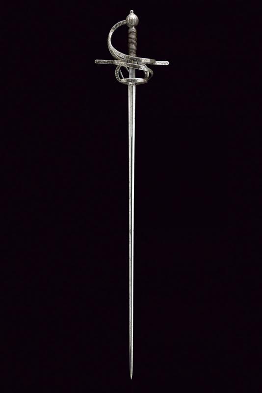 Elegante spada da lato ageminata in argento