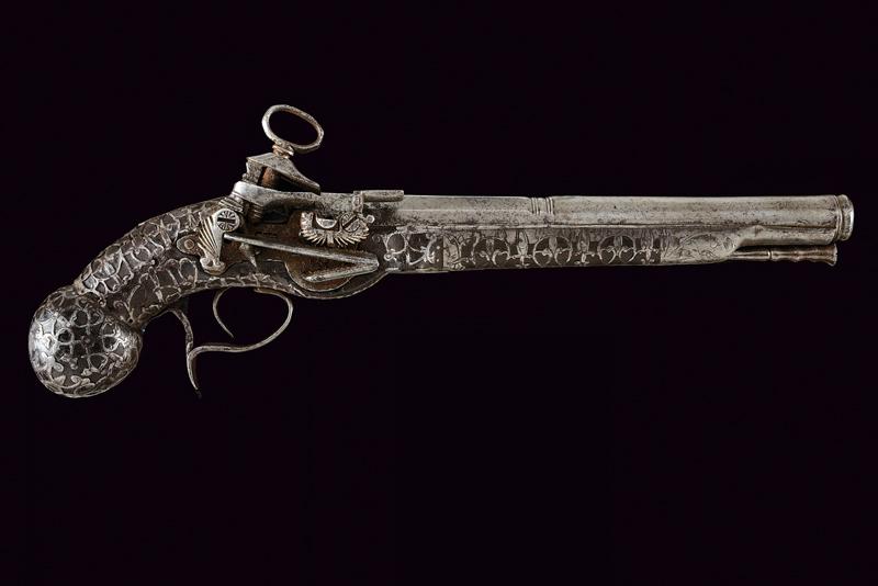 Rara pistola a pietra focaia alla micheletta da ufficiale