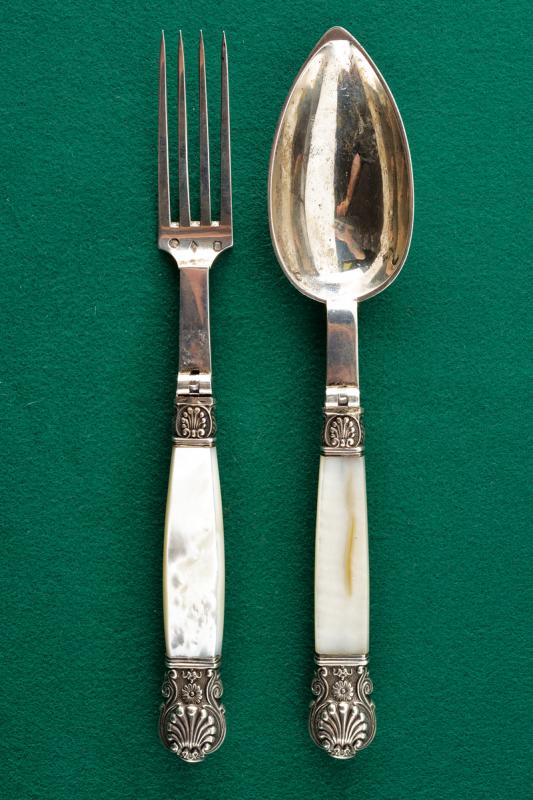 Forchetta e cucchiaio pieghevole in argento