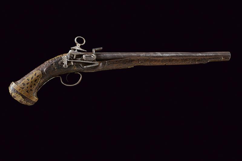 Interessante pistola alla micheletta a pietra focaia