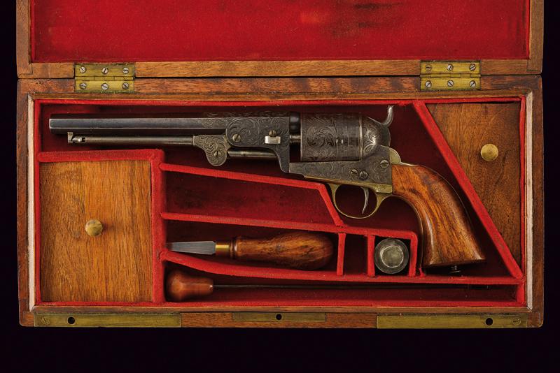 Bel revolver di lusso mod. 1851 Colt trasformato a retrocarica in cassetta