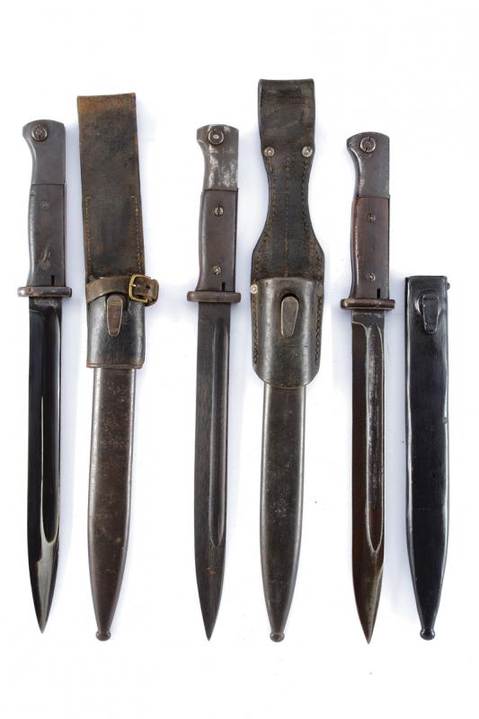 Lotto di tre baionette Mauser mod. 1884/98 secondo tipo
