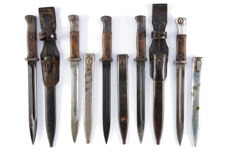 Lotto di cinque baionette Mauser mod. 1884/98 secondo tipo