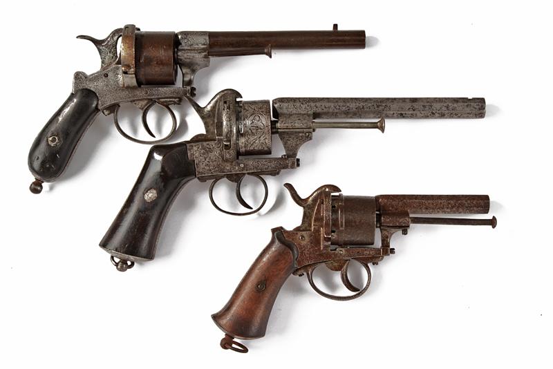 Lotto di tre revolver a spillo