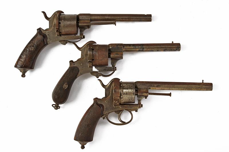 Lotto di tre revolver a spillo